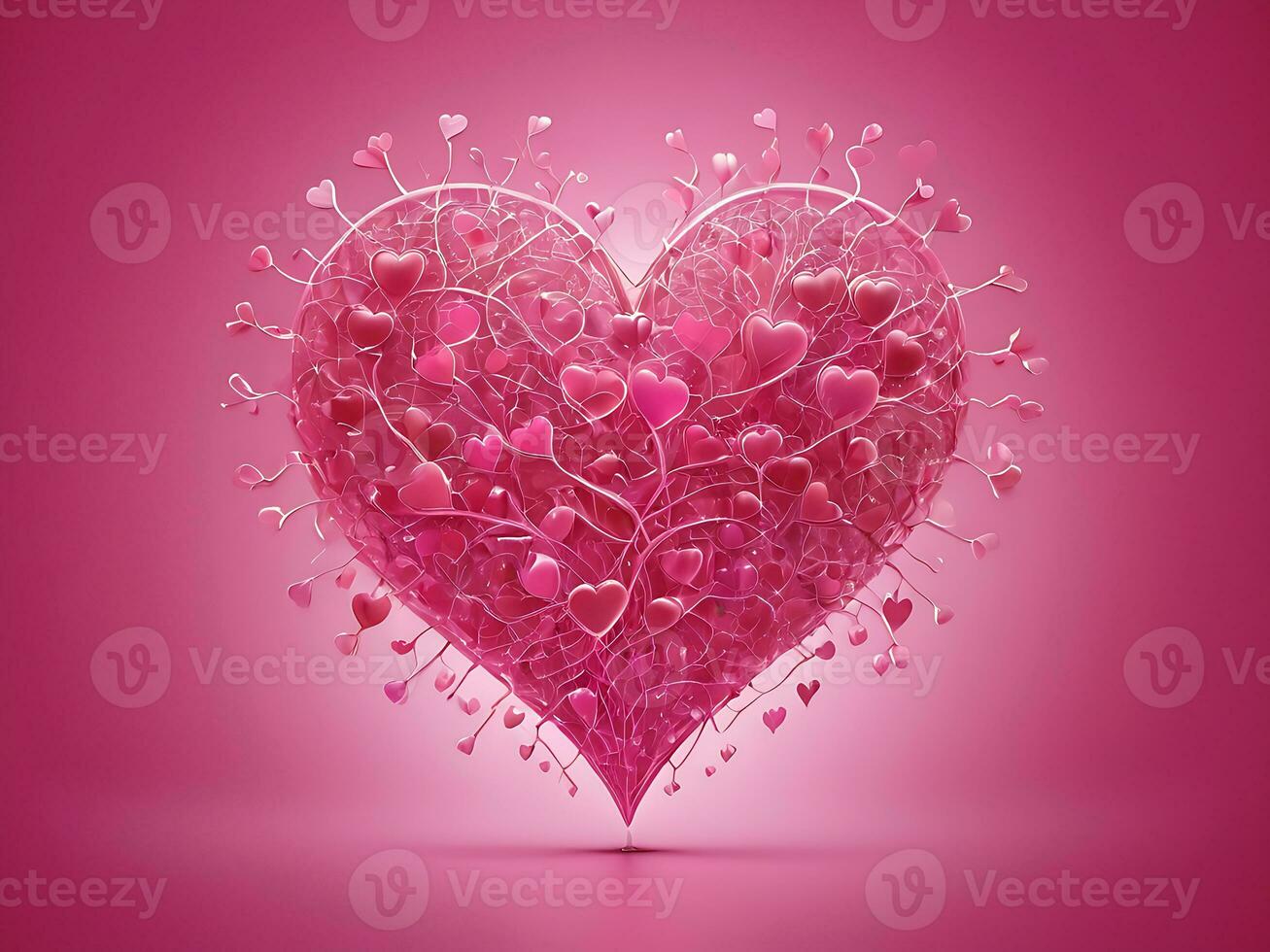 AI generated Neural Network Generated Glowing Hearts Vibrant Valentine's Day Background photo