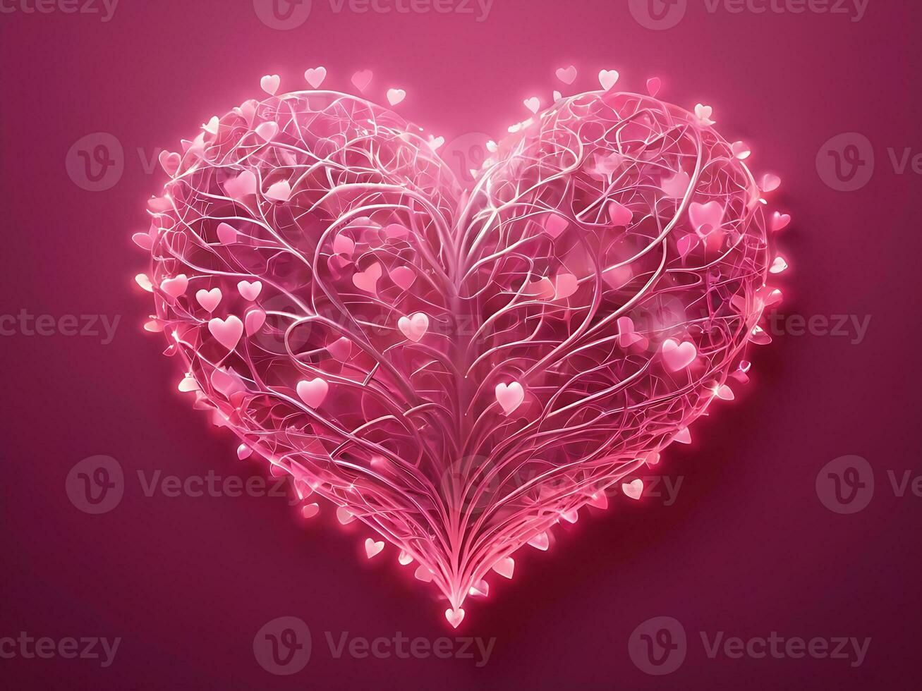 AI generated Digital Love Neural Network Created Hearts on Pink for Valentine's Designs photo