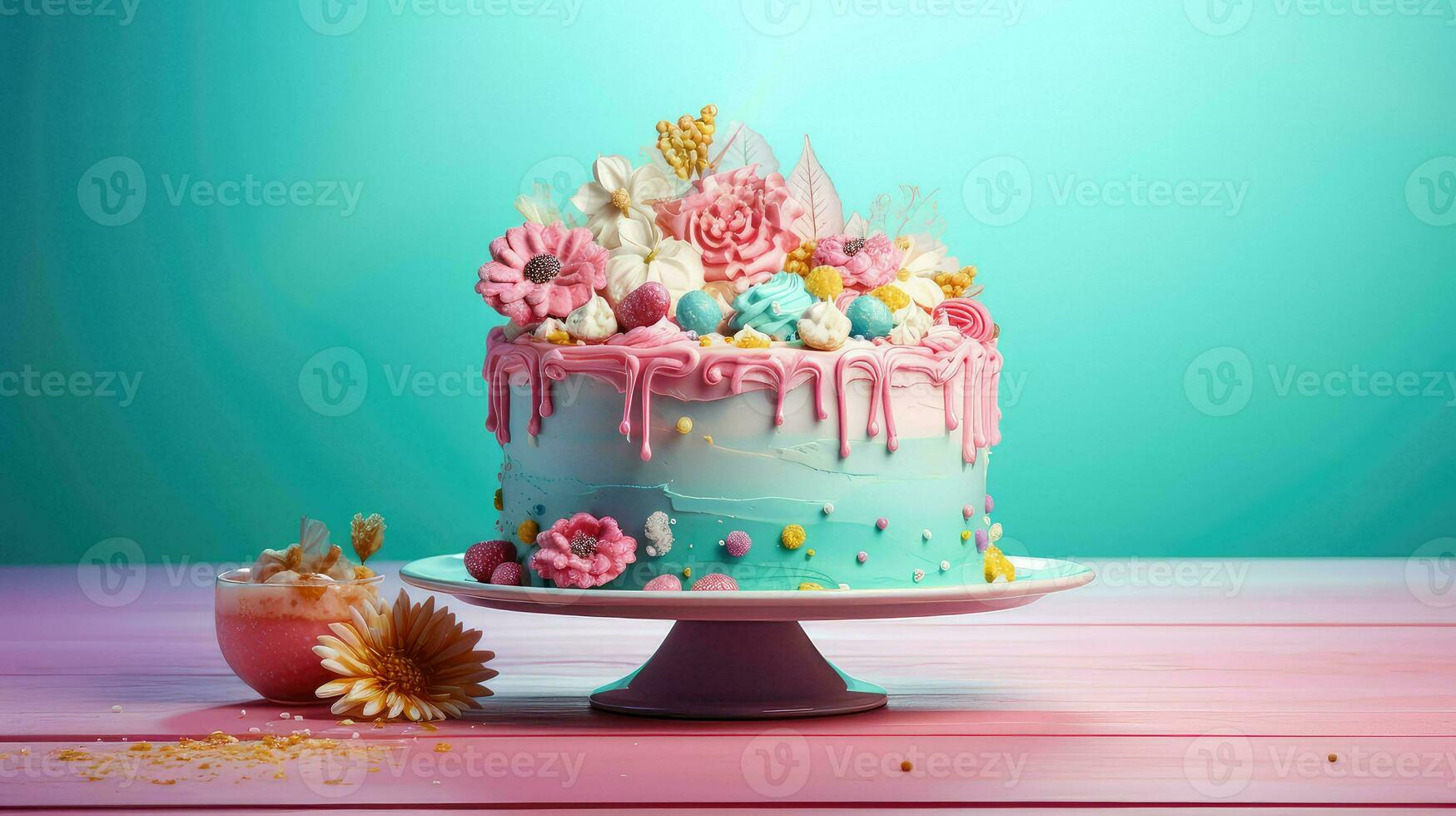 AI generated sweet frosting cake food photo