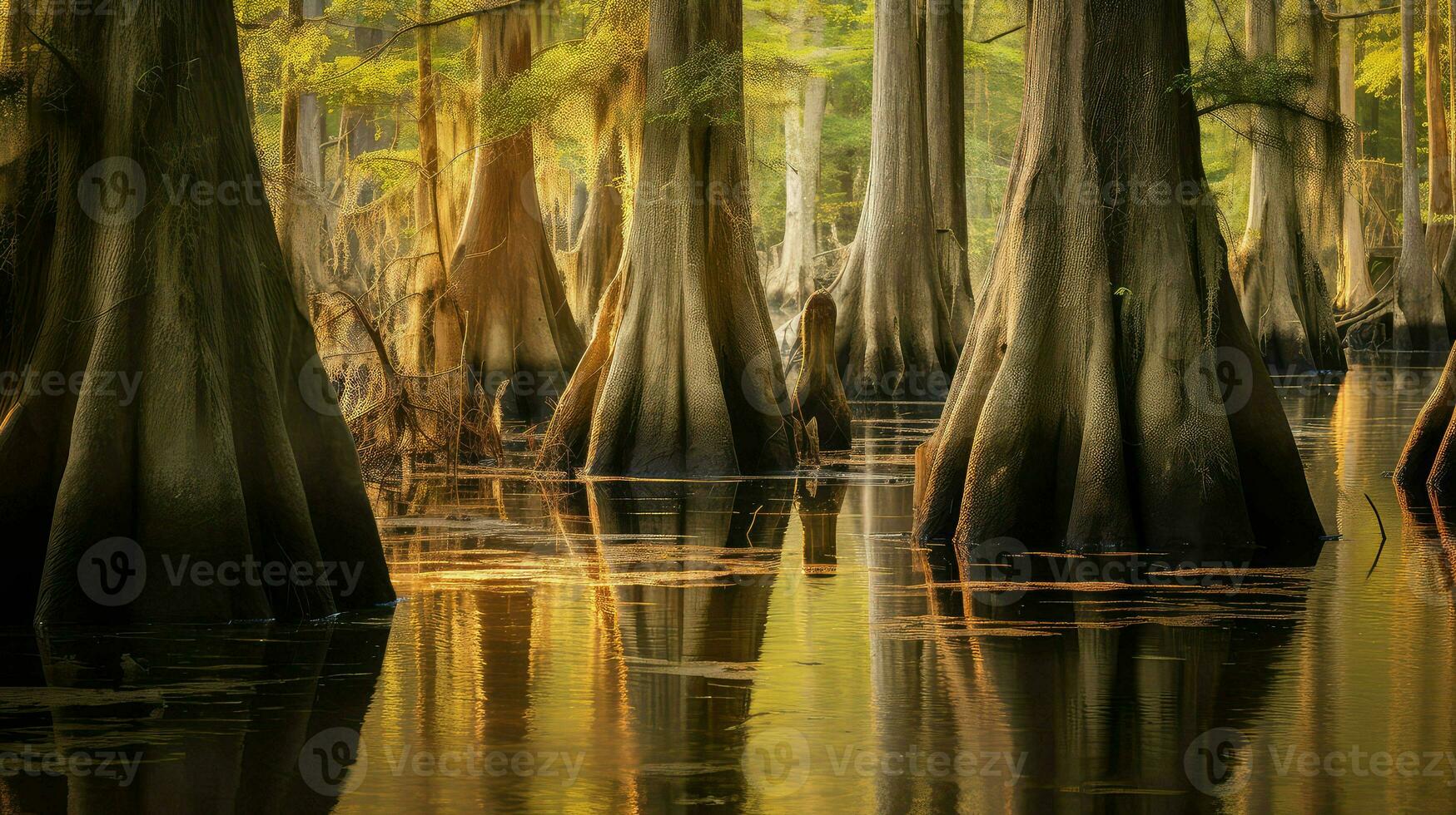 AI generated trees cypress swamp landscape photo
