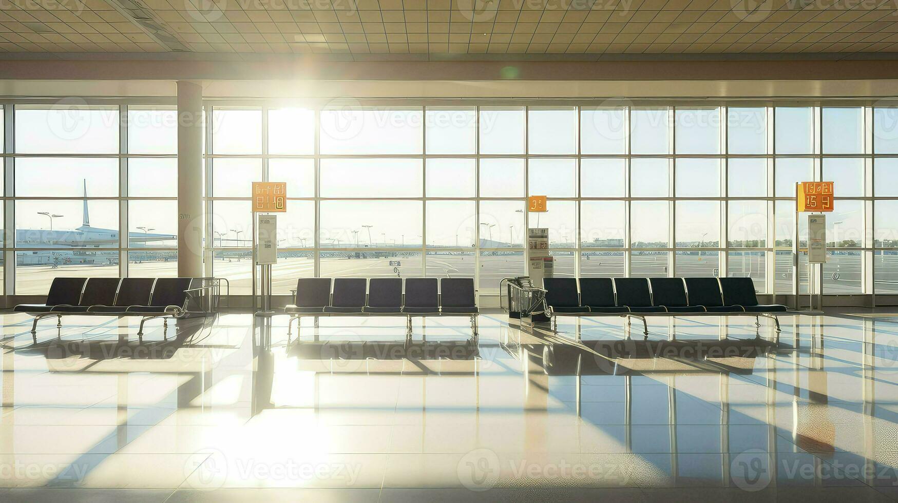 AI generated quarantine empty airport background photo