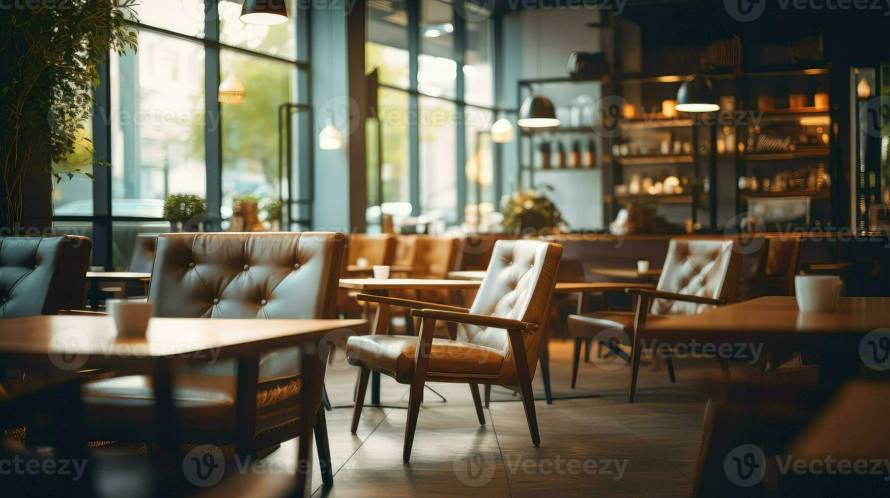 AI generated minimalist blur interior business photo
