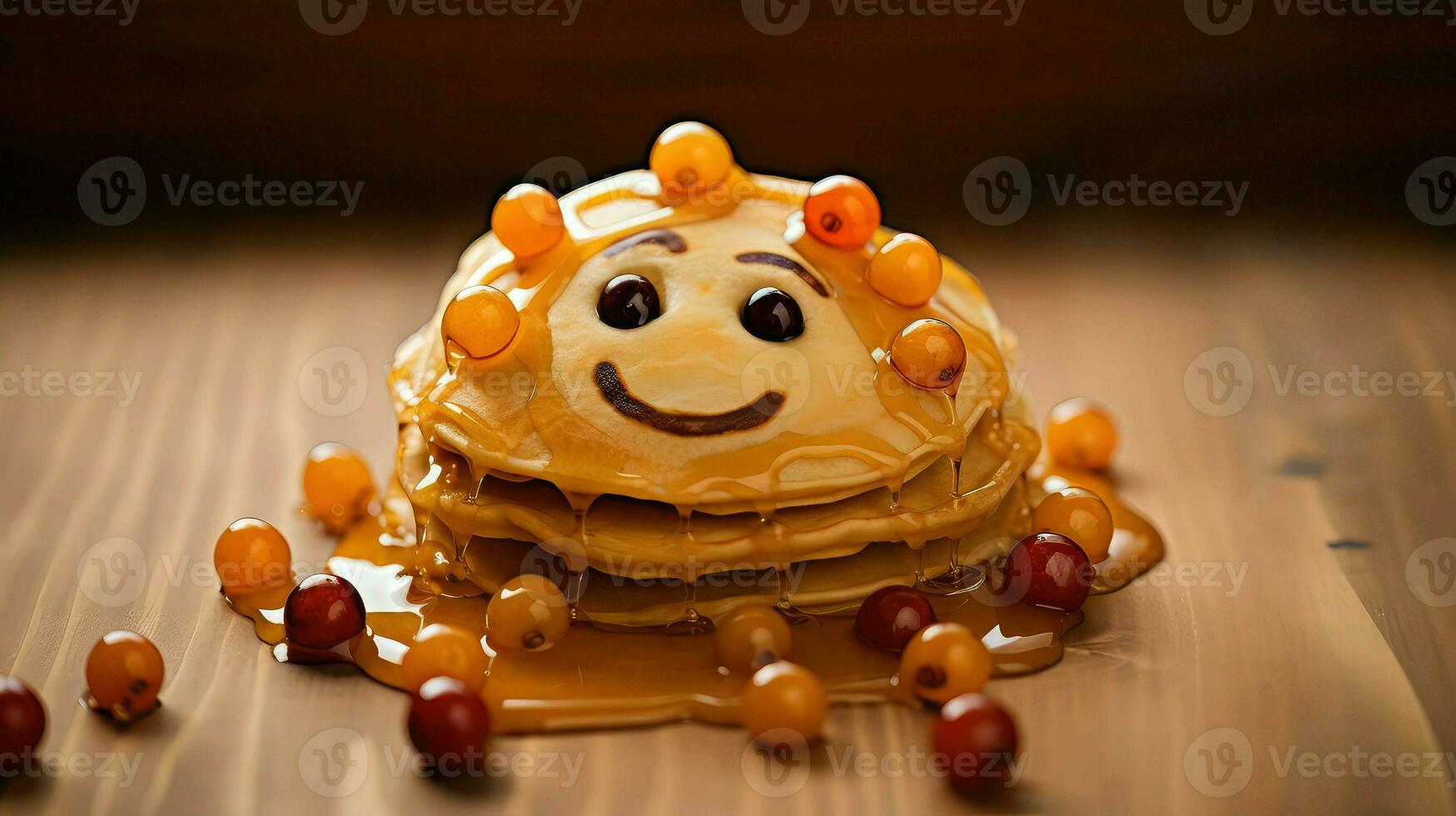 AI generated delicious maple pancake food photo