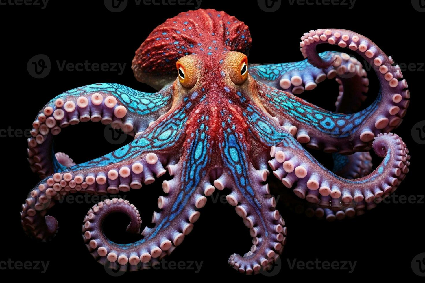 AI generated Octopus on the bottom of the sea. Close-up. photo
