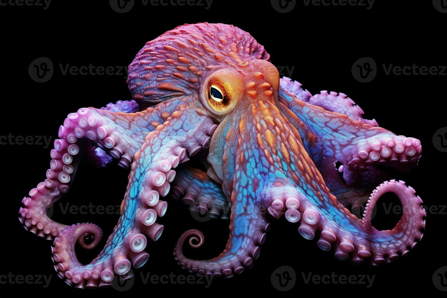 AI generated Octopus on the bottom of the sea. Close-up. photo