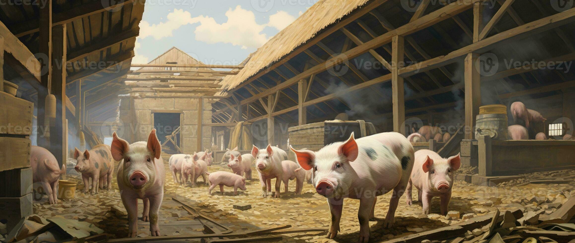 AI generated Piglets on the farm photo