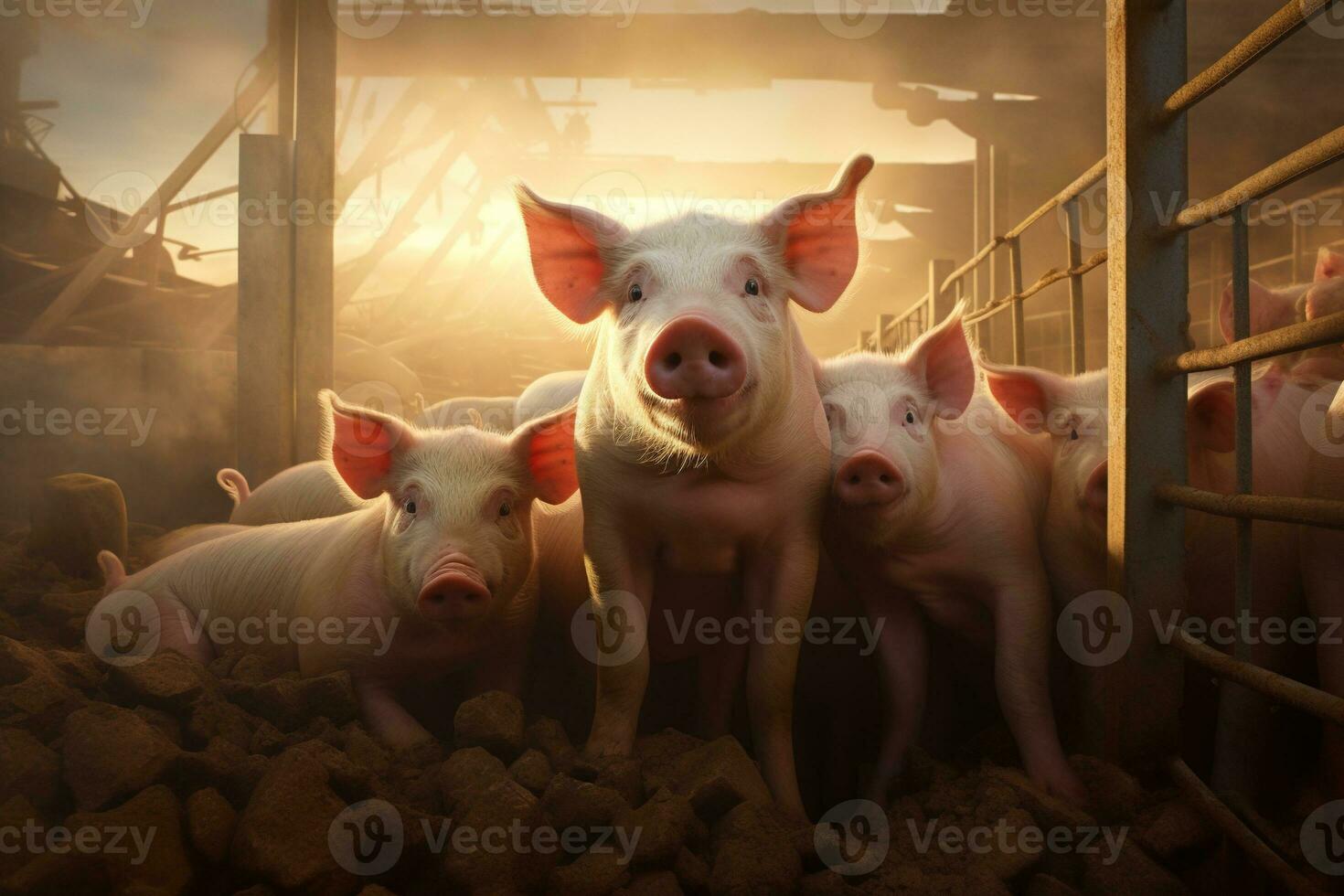 AI generated Piglets on the farm photo