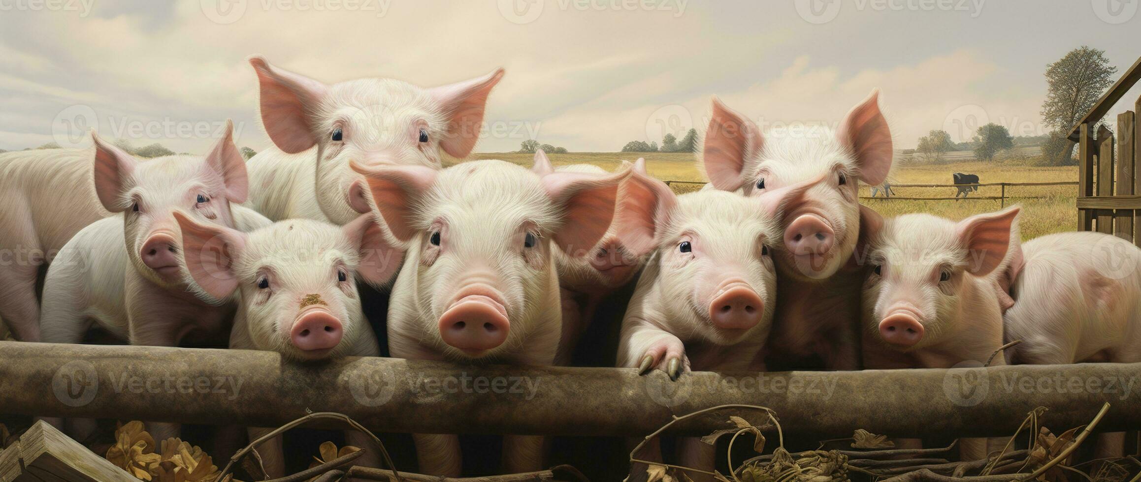 AI generated Piglets on the farm photo