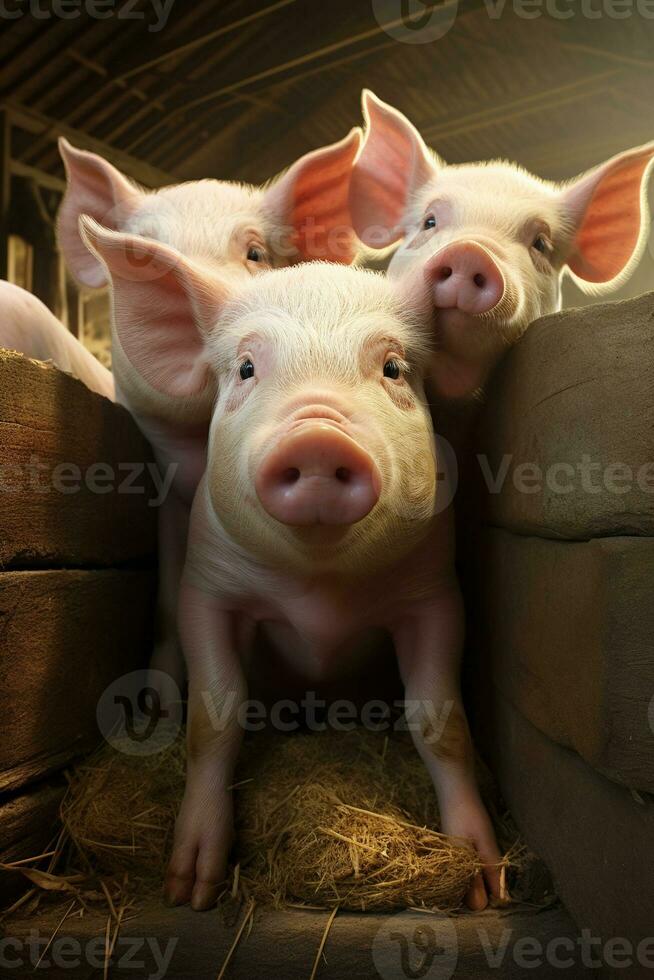 AI generated Piglets on the farm photo
