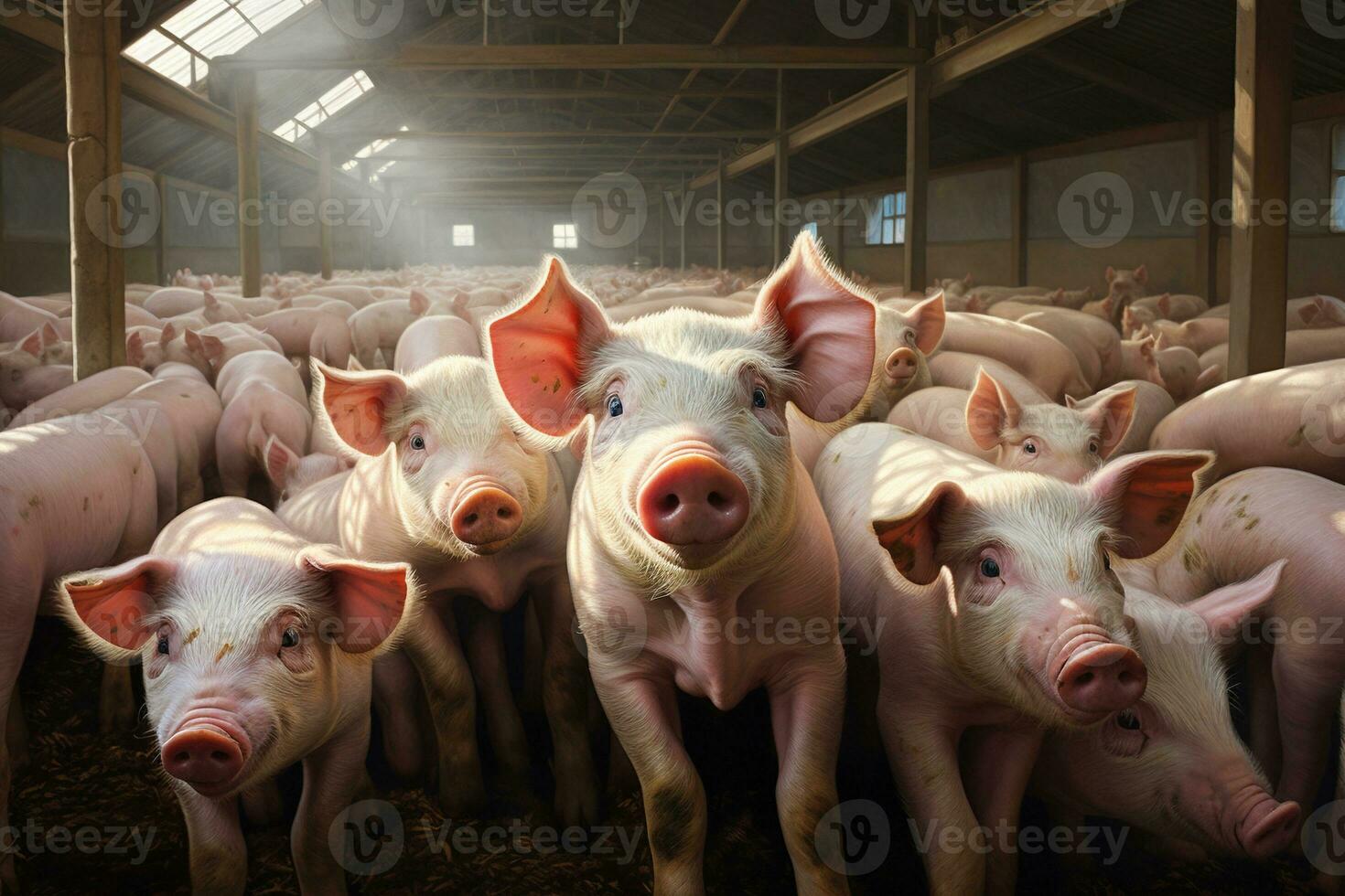 AI generated Piglets on the farm photo