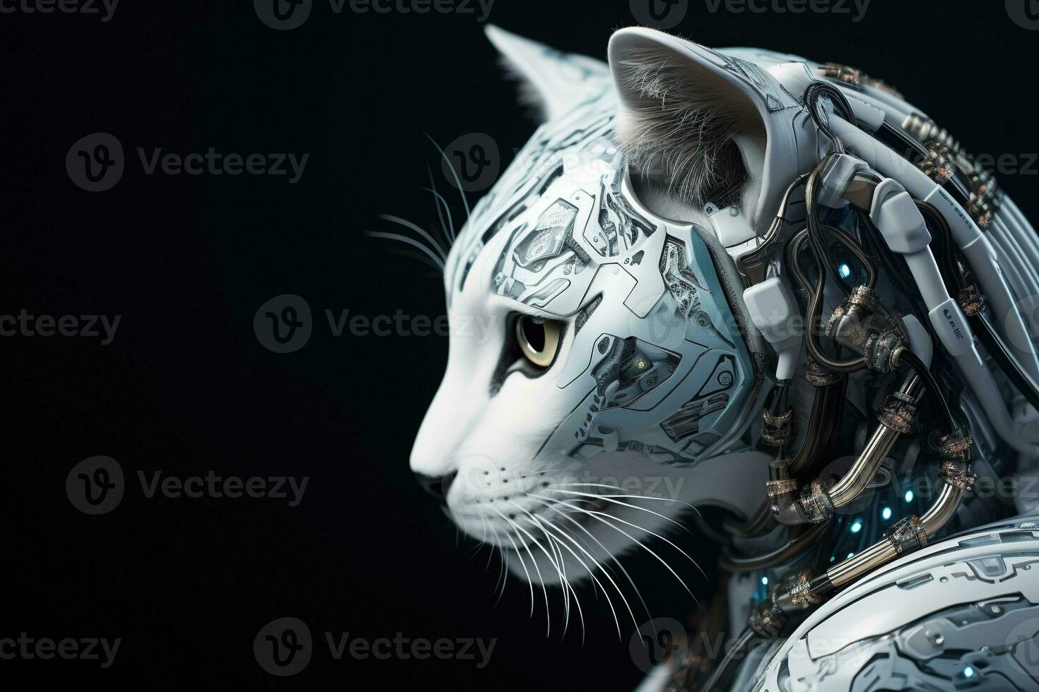 AI generated Artificial intelligence robot cat. Futuristic concept photo