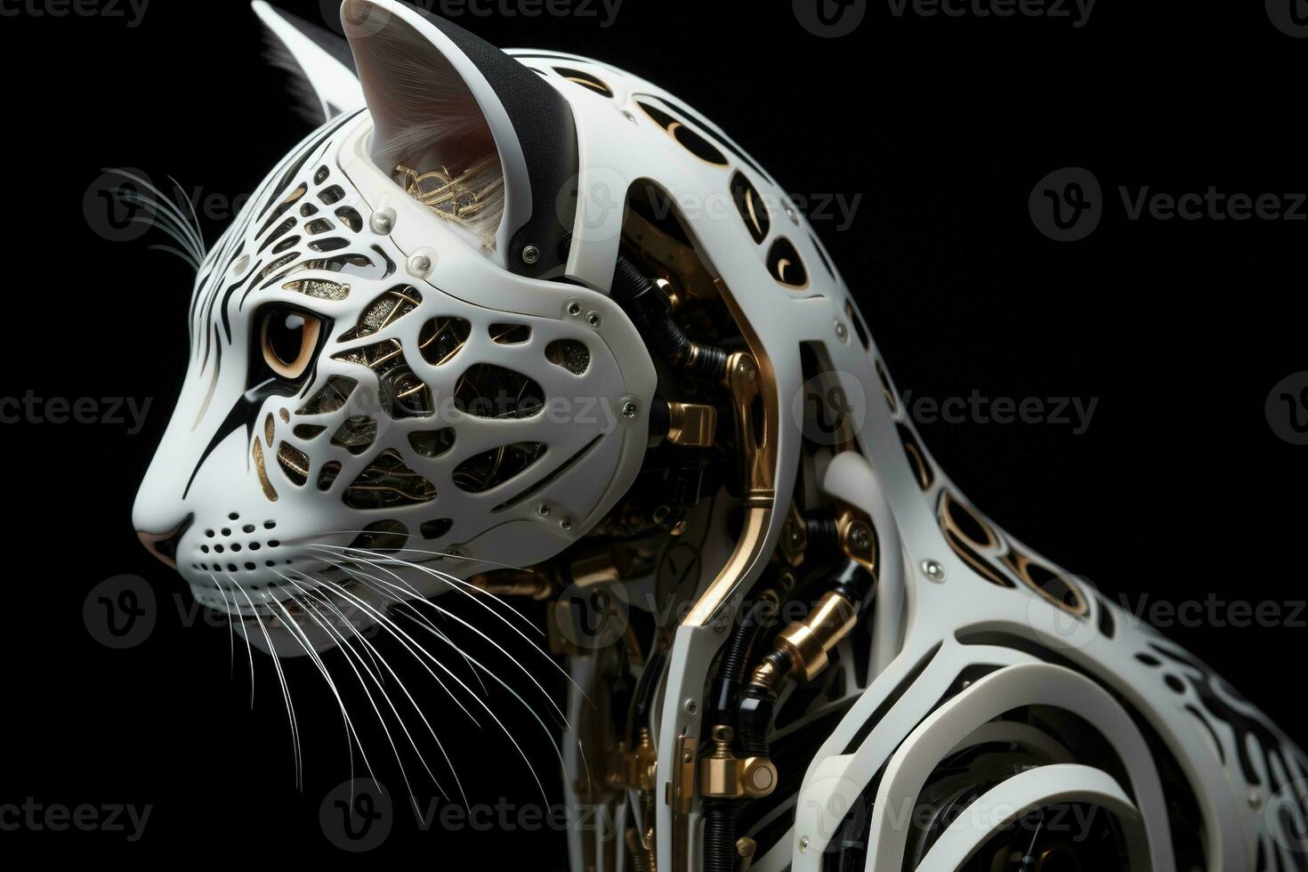 AI generated Artificial intelligence robot cat. Futuristic concept photo