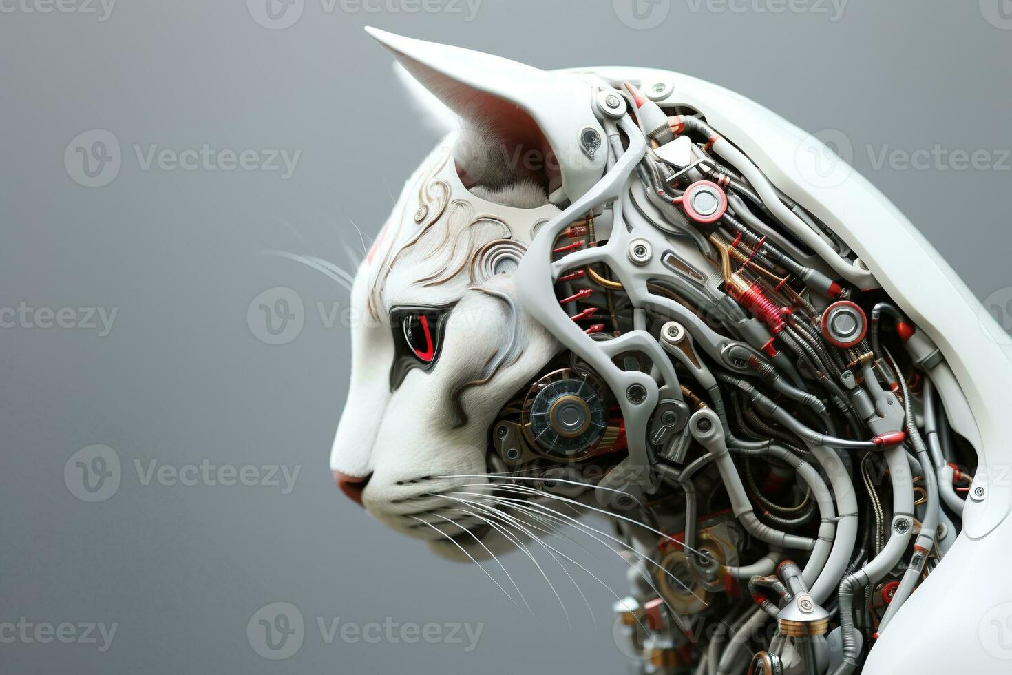 AI generated Artificial intelligence robot cat. Futuristic concept photo