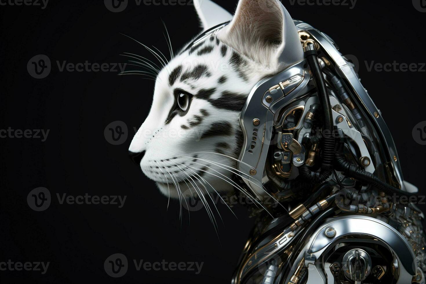 AI generated Artificial intelligence robot cat. Futuristic concept photo
