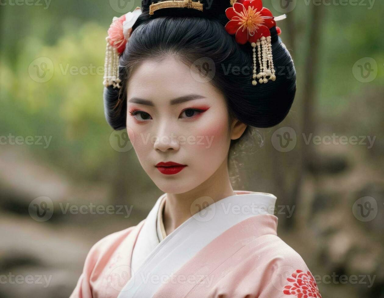 miniatura geisha en kimono. japonés asiático diorama. pequeño mujer en  tradicional disfraz creado con generativo ai tecnología 27462790 Foto de  stock en Vecteezy