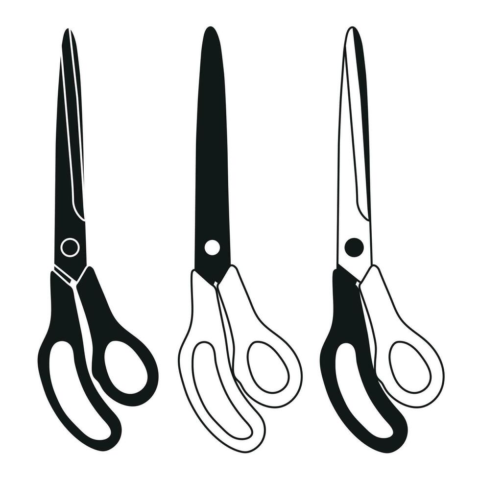 Sketch drawing of metal scissors silhouette vector