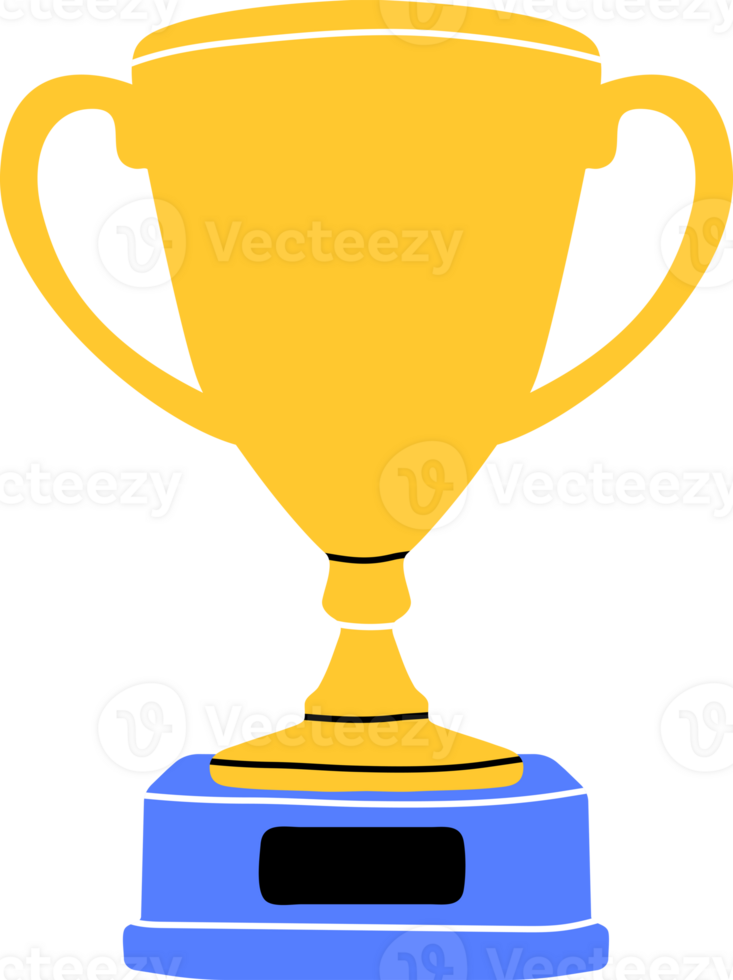 jeu ancien et rétro élément. champion tasse dans plat ligne style. main tiré graphique gagnants trophée, symbole de la victoire dans des sports, premier lieu. png illustration pour décoration, logo, autocollant, icône