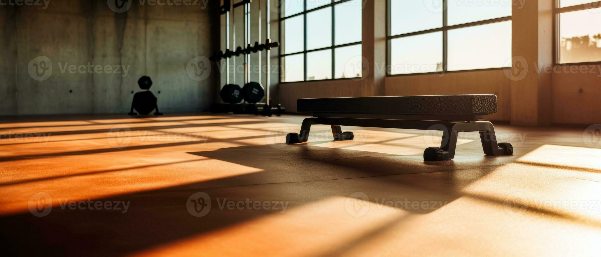 AI generated Still life photo of interior modern fitness center gym with a workout room. Empty space for text. AI Generated.