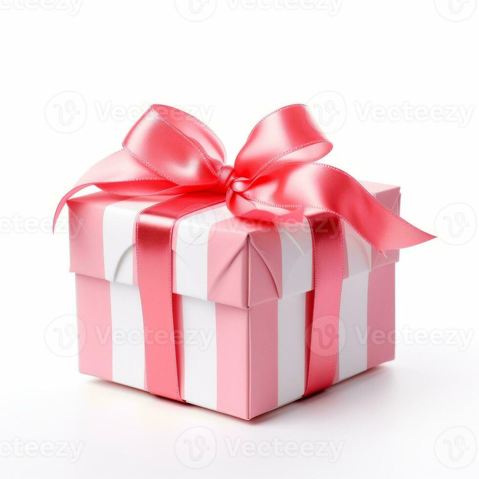 AI generated Decorative gift box isolated on white background. Holiday decoration. Valentines Day, Mothers Day. AI Generated. photo