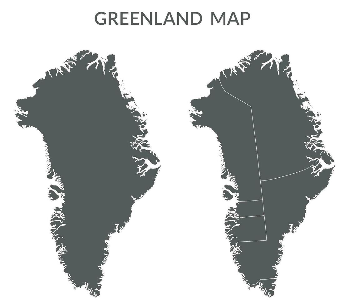 Greenland map set in grey color vector