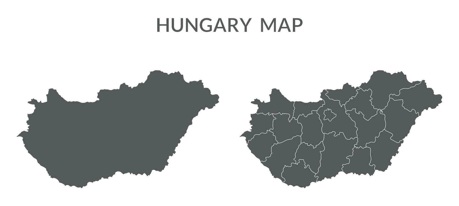 Hungría mapa conjunto en gris color vector