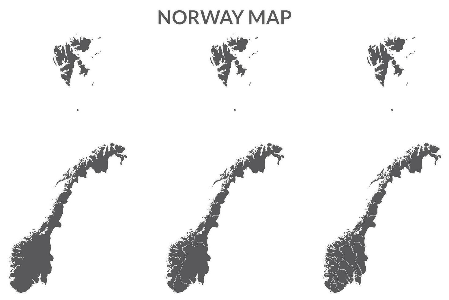Noruega mapa. mapa de Noruega conjunto en gris color vector