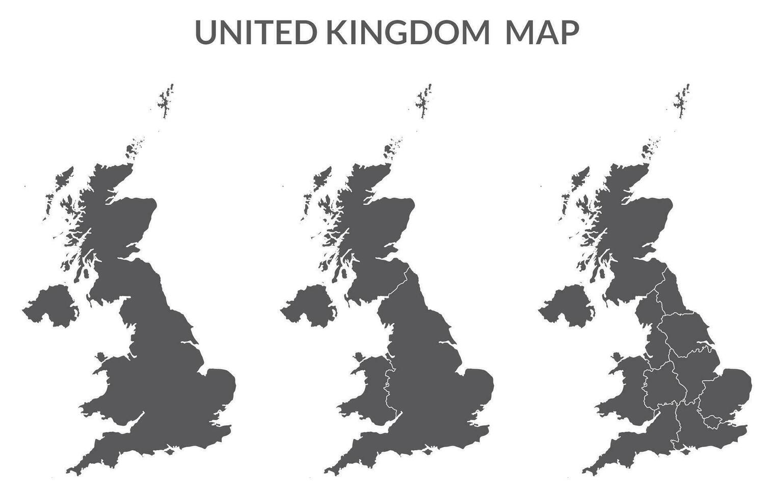United Kingdom Regions map. Map of United Kingdom in set in grey color vector