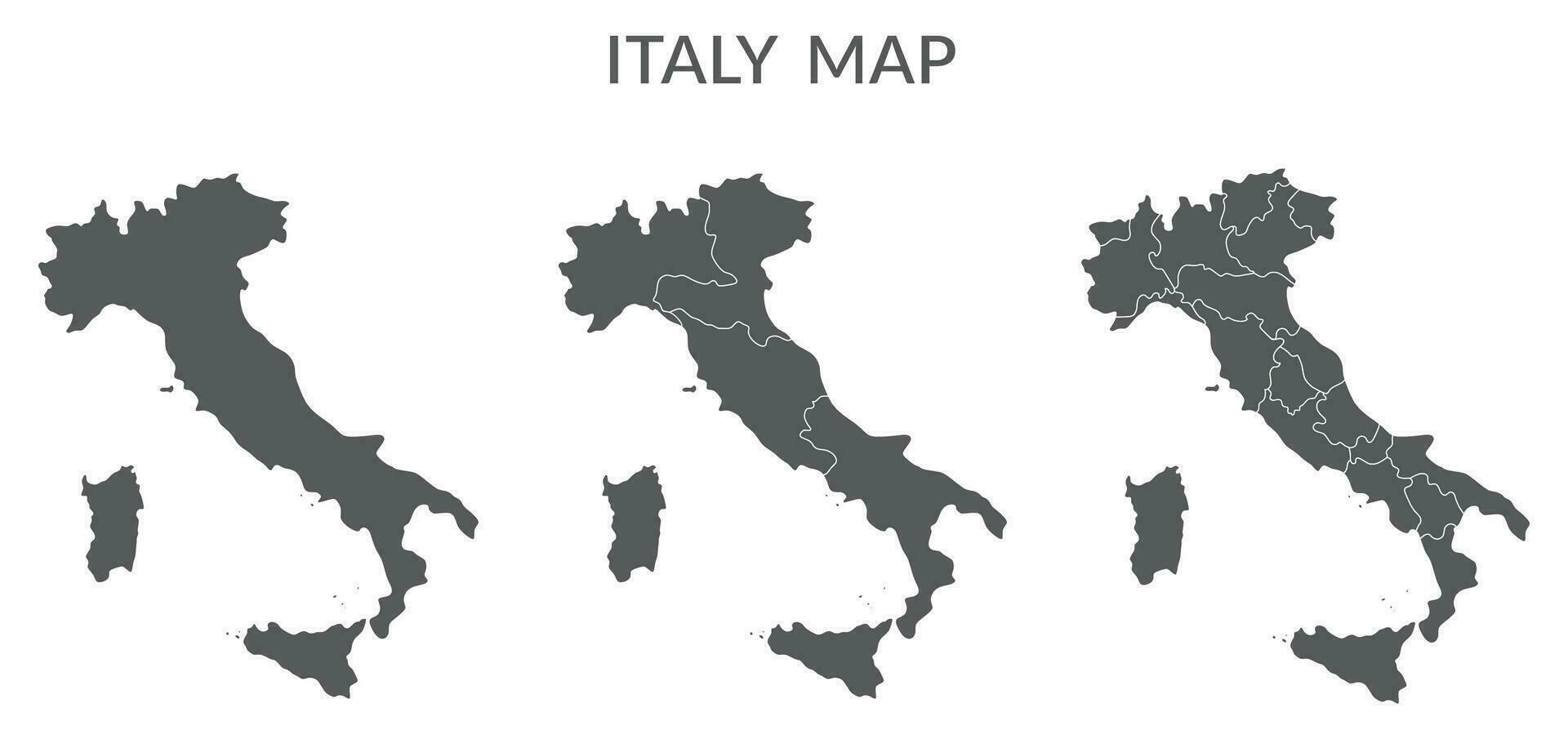 Italia mapa conjunto en gris color vector