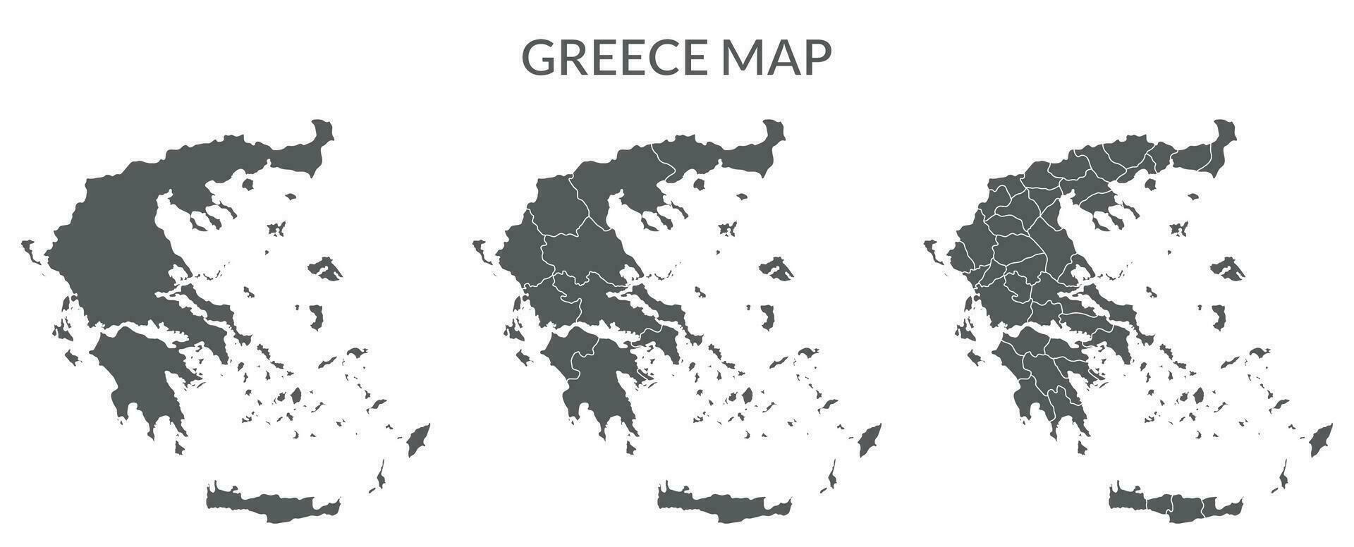 Grecia mapa conjunto en gris color vector
