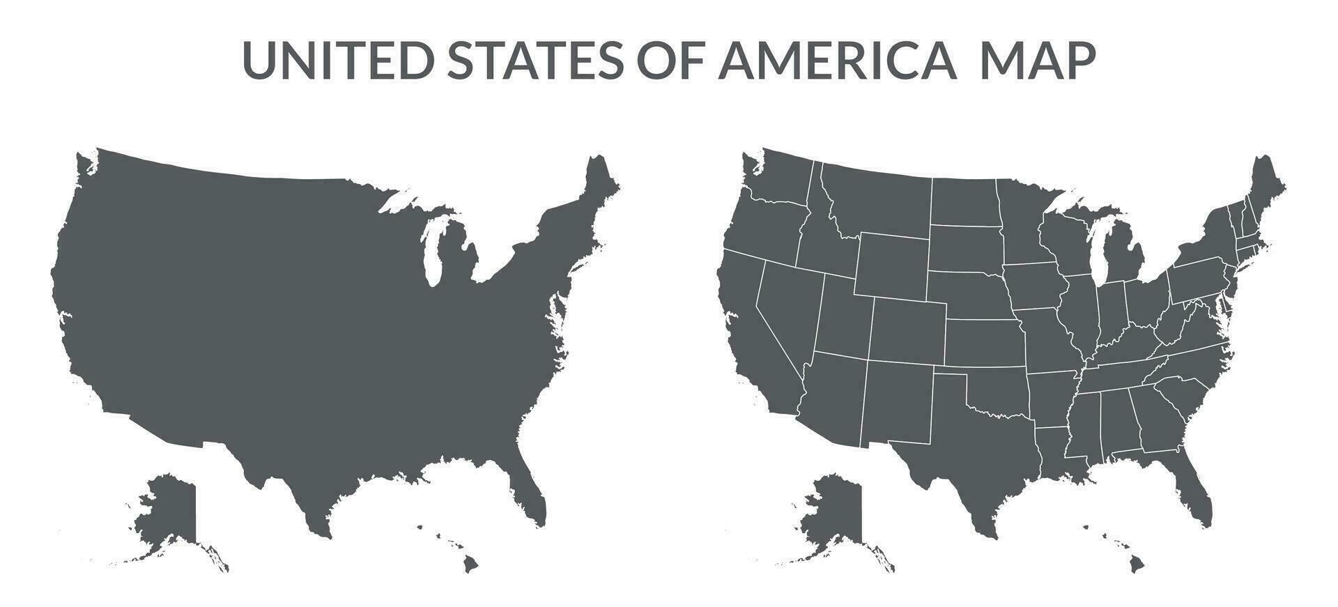 American map set. United States of America map set in grey color vector