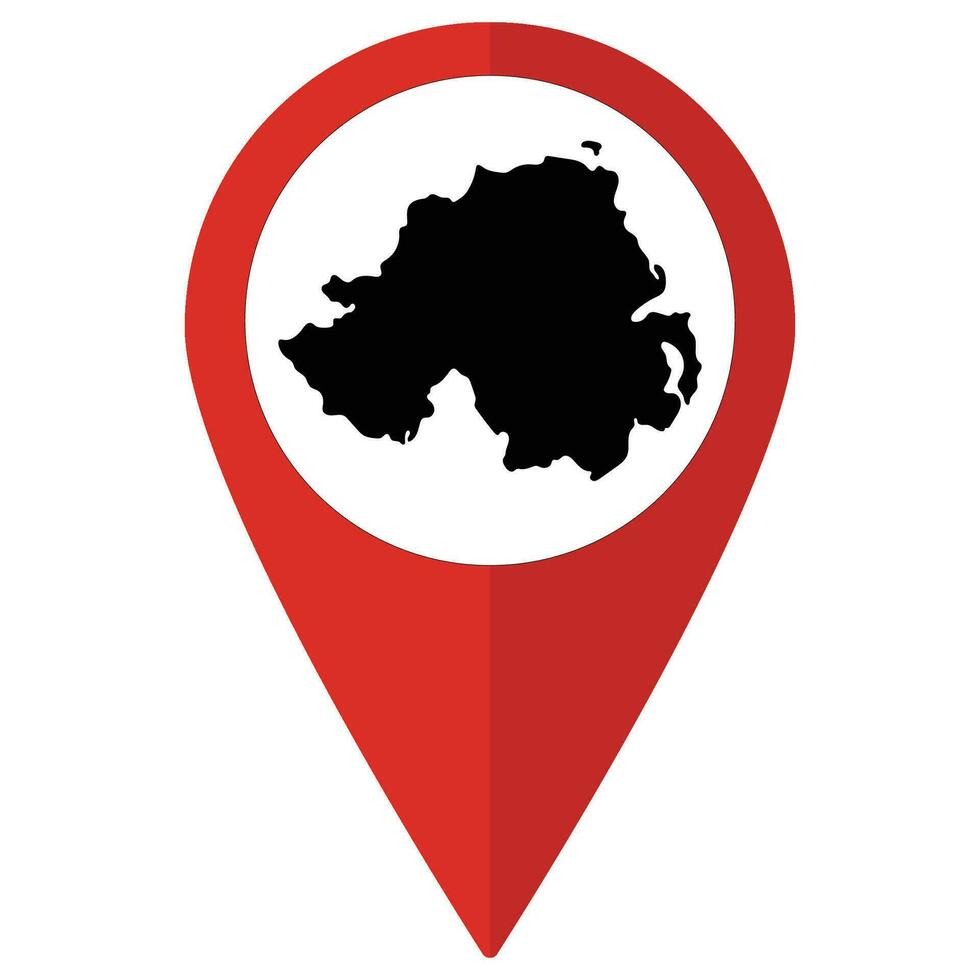 rojo puntero o alfiler ubicación con del Norte Irlanda mapa adentro. mapa de del Norte Irlanda vector