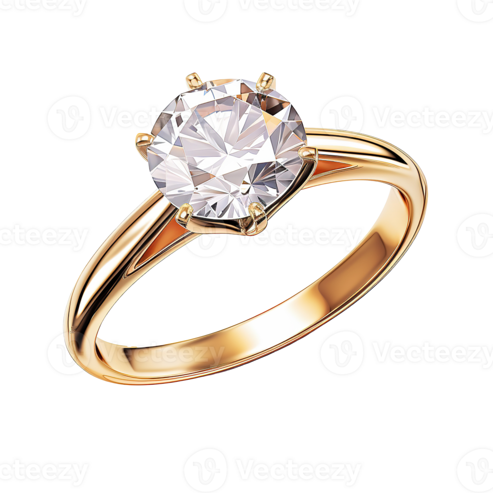 AI generated Generative AI, PNG golden engagement diamond ring