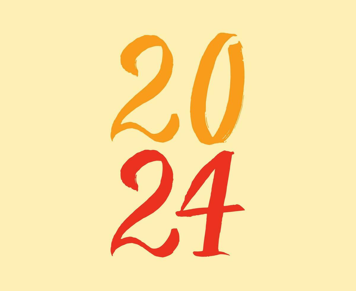 2024 contento nuevo año resumen naranja y amarillo gráfico diseño vector logo símbolo ilustración