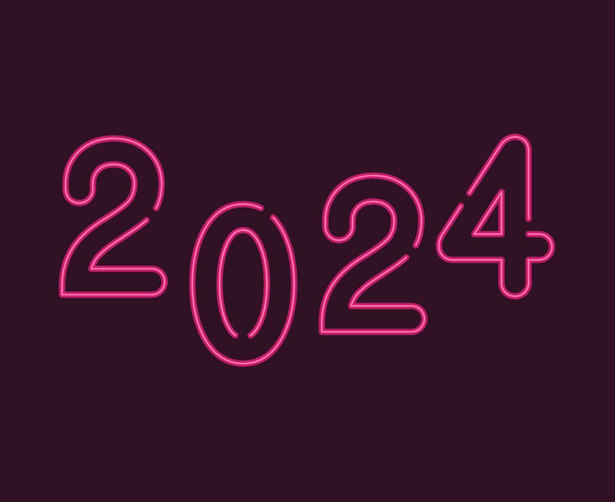 2024 Happy New Year Abstract Pink Graphic Design Vector Logo Symbol Illustration With Purple Background