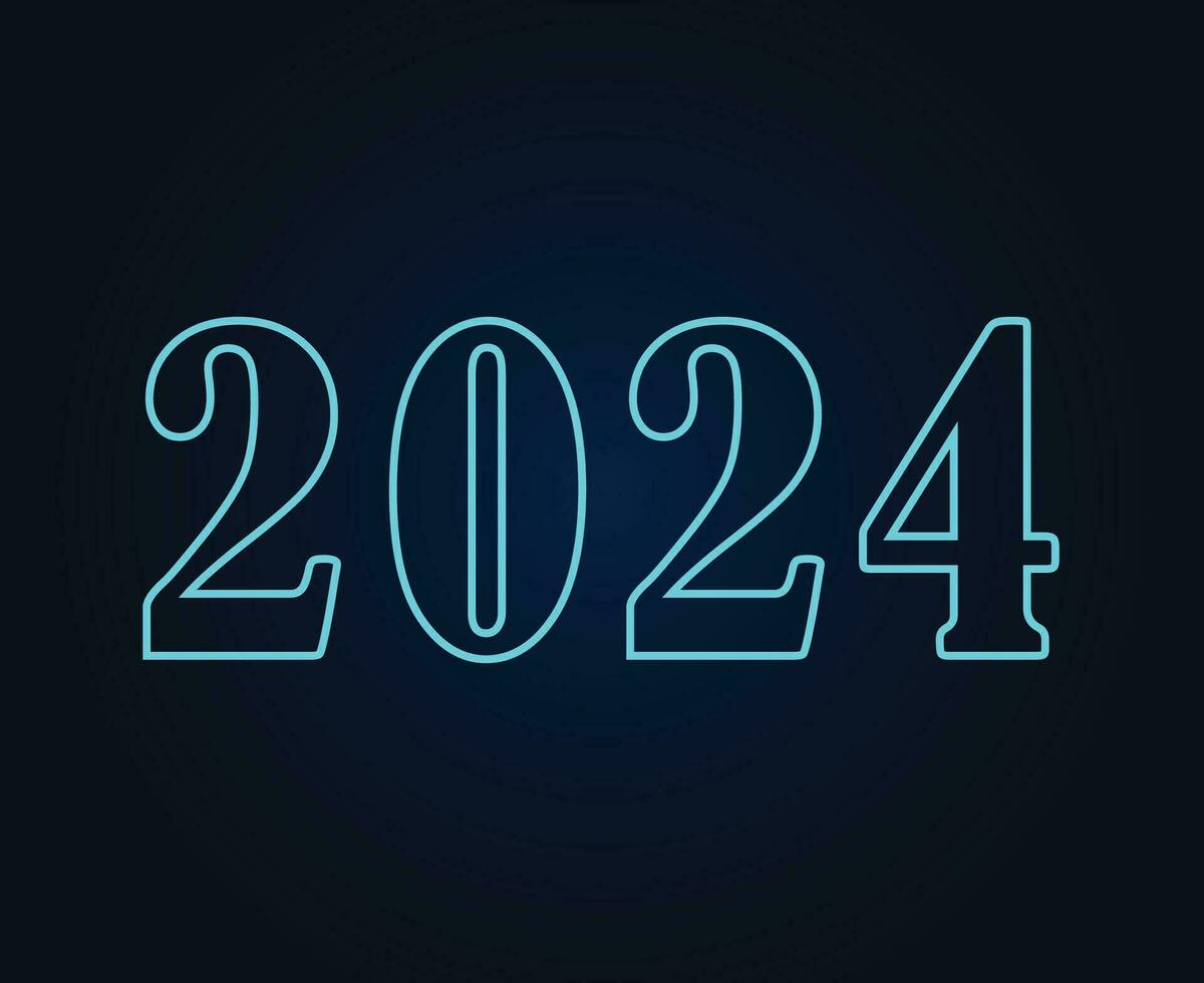 2024 Happy New Year Abstract Cyan Graphic Design Vector Logo Symbol Illustration With Blue Background