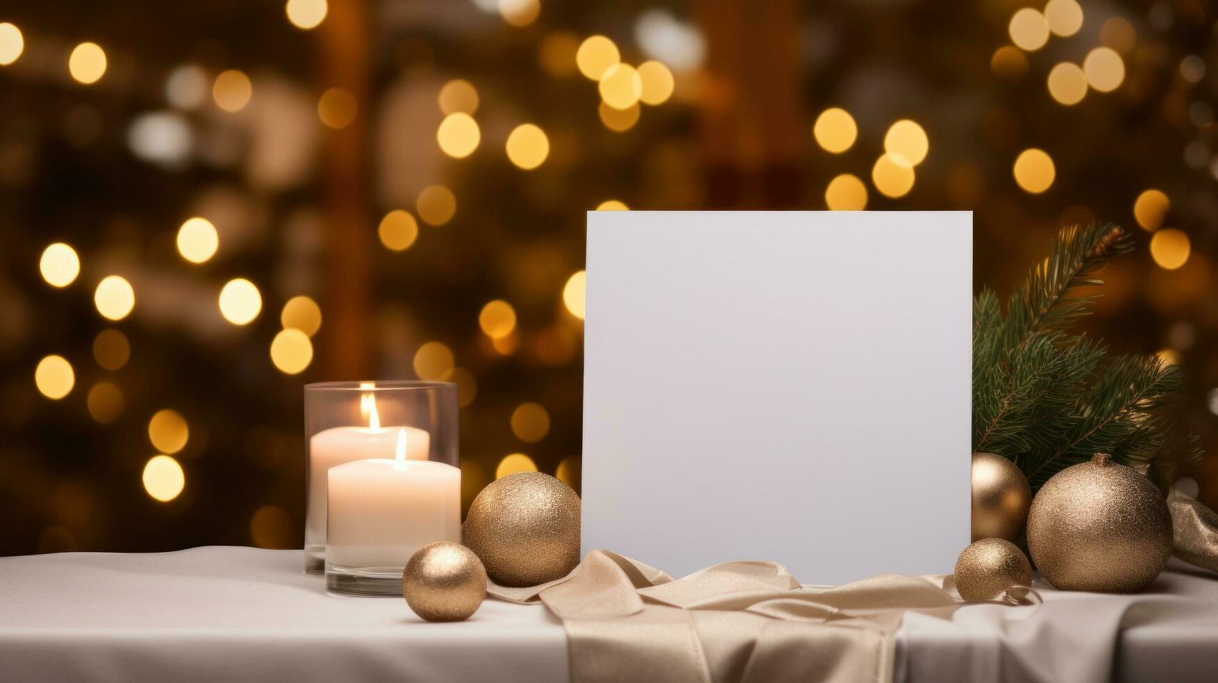 AI generated greeting christmas card with blank front, photo