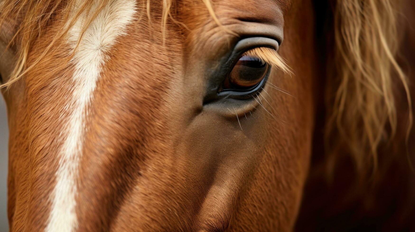 ai generado amable marrón caballo, con suave ojos y un curioso expresión foto