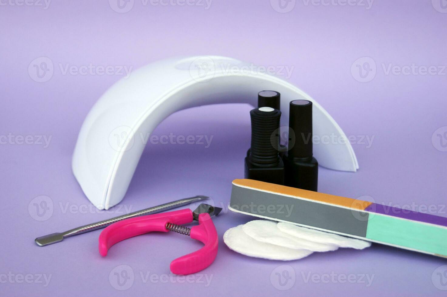 Set for manicure. Lamp for nails. photo