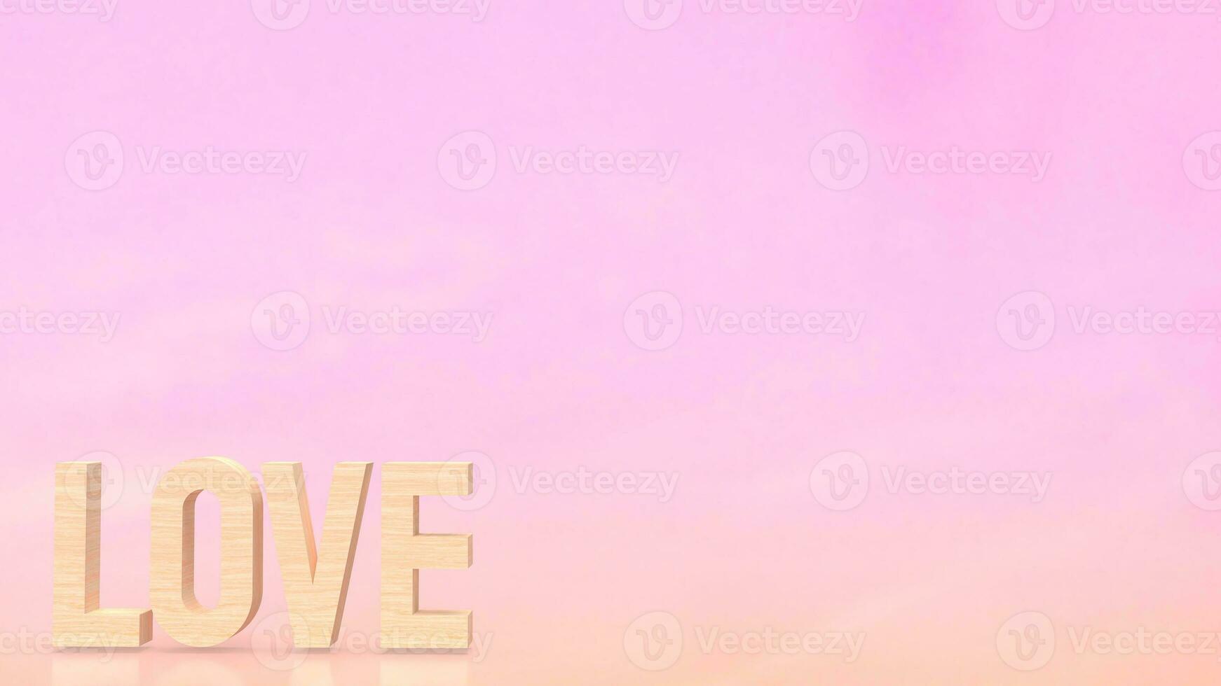 The wood Love on pink background  3d rendering photo