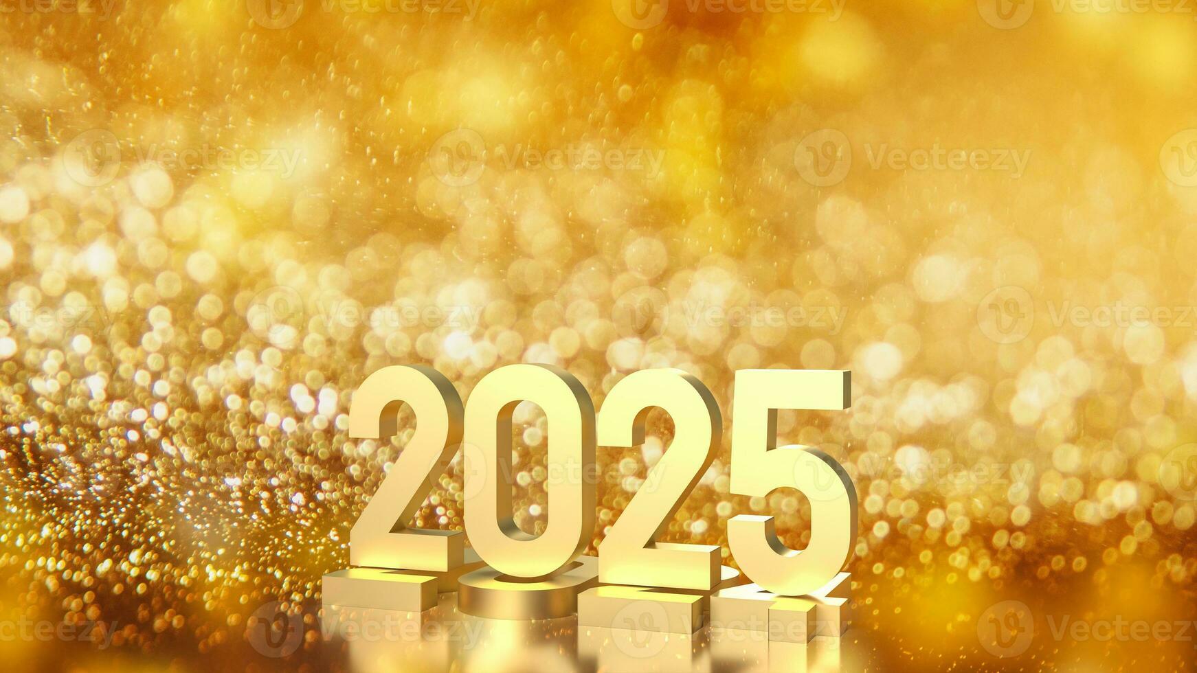 The gold number 2025 for Business concept 3d rendering. photo