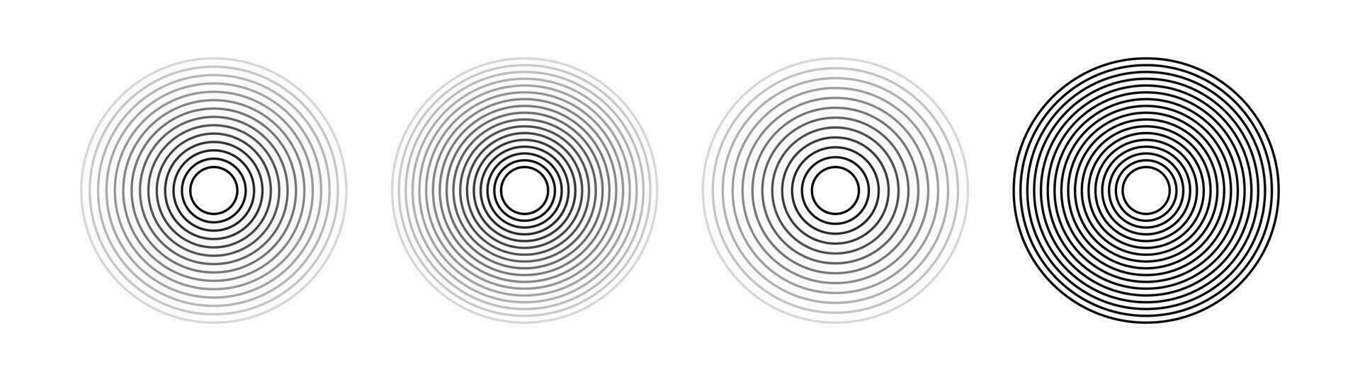 sonido onda de un circular ola embalar. radio señal o chapoteo de agua. aislado conjunto de vector elementos en blanco antecedentes.