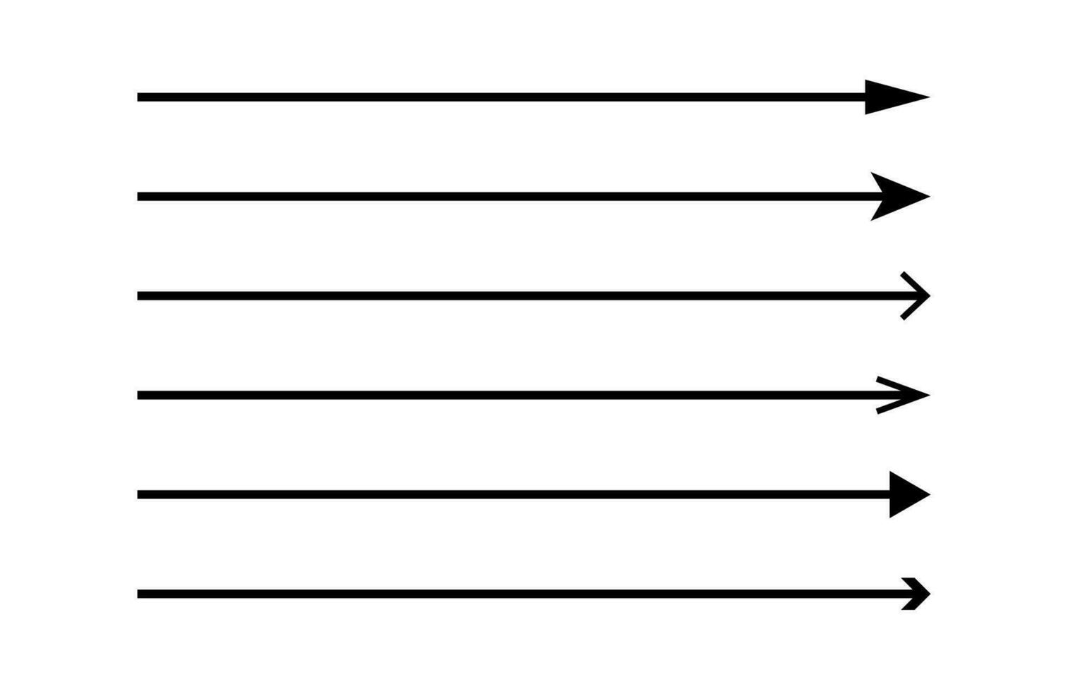 Long straight black arrows. A set of direction indicators up, down or right, left. Isolated vector illustration on white background.