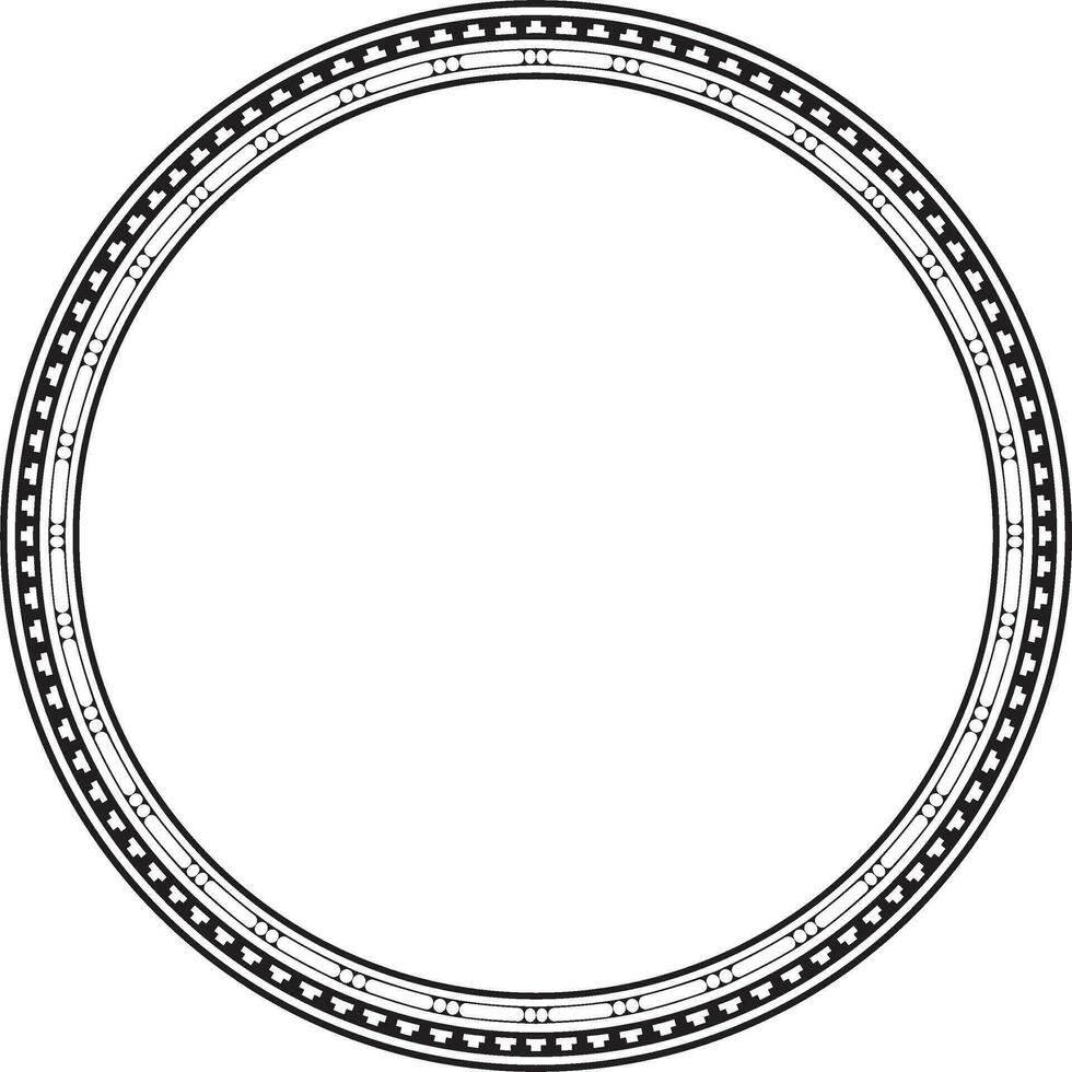 Vector round monochrome seamless classical byzantine ornament. Infinite circle, border, frame Ancient Greece, Eastern Roman Empire. Decoration of the Russian Orthodox Church.