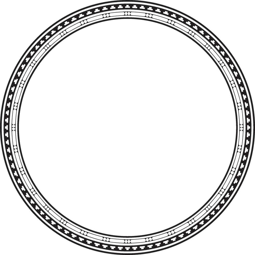 Vector round monochrome seamless classical byzantine ornament. Infinite circle, border, frame Ancient Greece, Eastern Roman Empire. Decoration of the Russian Orthodox Church.