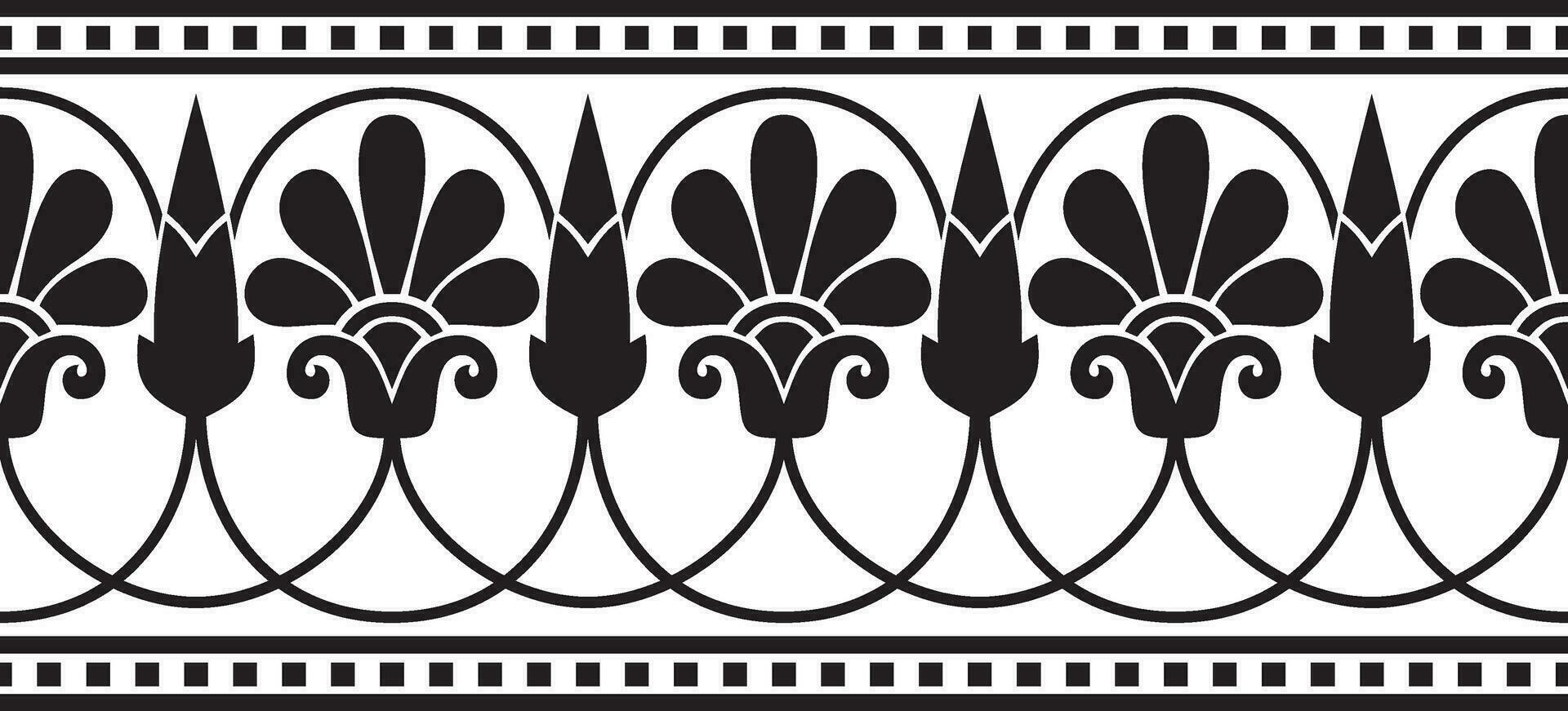 vector monocromo negro sin costura clásico griego meandro ornamento. modelo de antiguo Grecia. borde, marco de el romano imperio