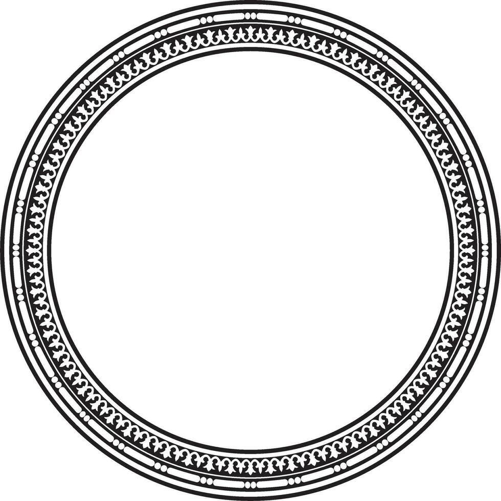 Vector round monochrome seamless classical byzantine ornament. Infinite circle, border, frame Ancient Greece, Eastern Roman Empire. Decoration of the Russian Orthodox Church