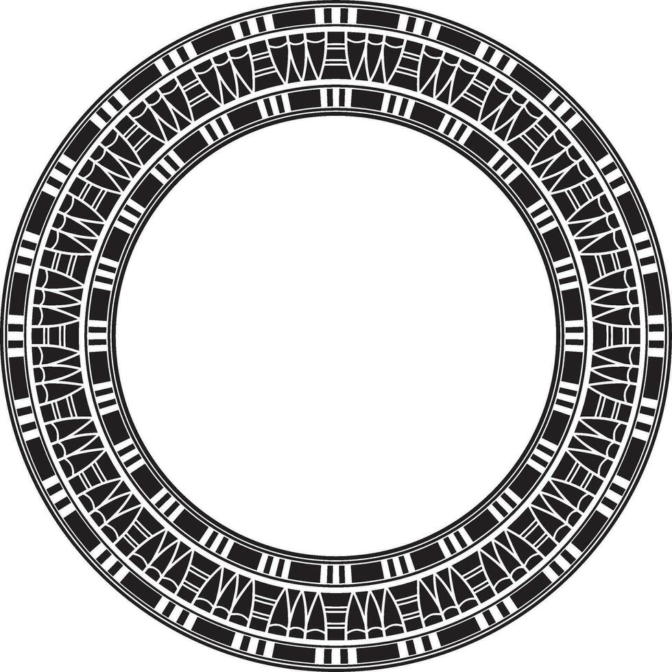 Vector monochrome black round Egyptian ornament. Endless Circle, Ring of Ancient Egypt. Geometric African frame