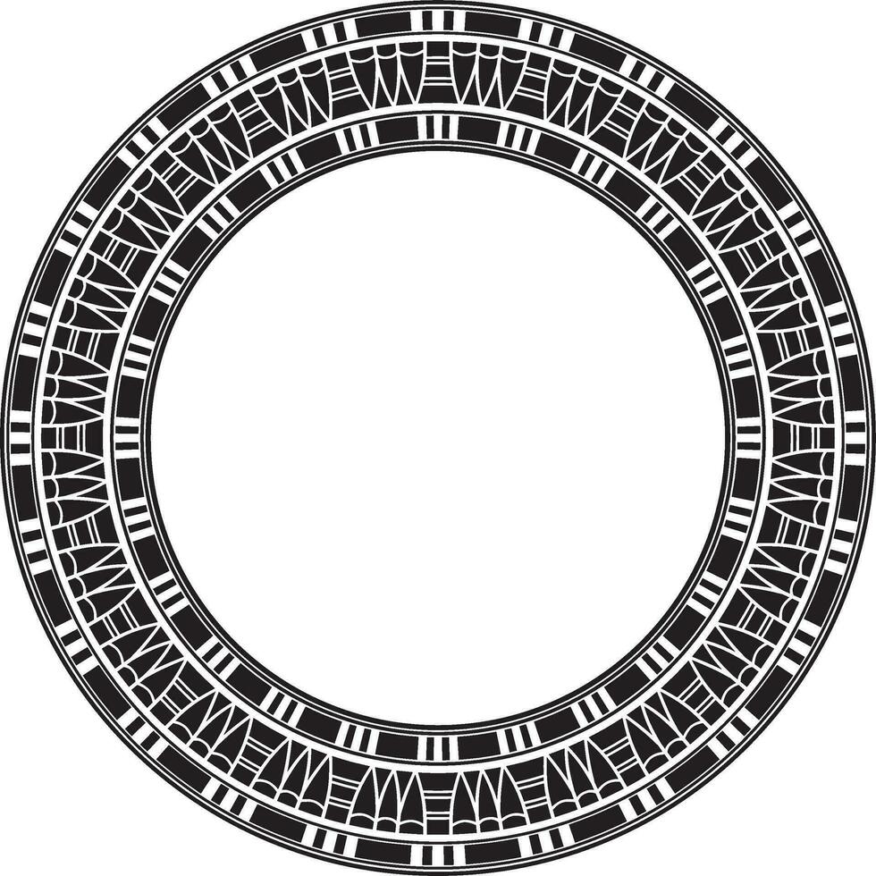 Vector monochrome black round Egyptian ornament. Endless Circle, Ring of Ancient Egypt. Geometric African frame