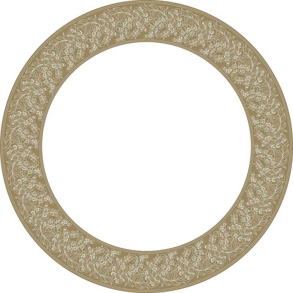 Vector gold round Chinese ornament. Circle border, east asian frame. Korea pattern, Taiwan, Hong Kong.