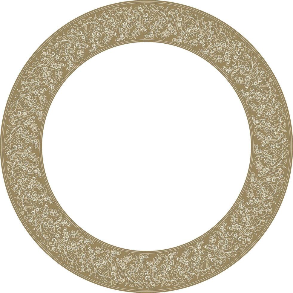 Vector gold round Chinese ornament. Circle border, east asian frame. Korea pattern, Taiwan, Hong Kong.